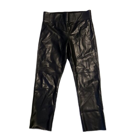 David Lerner NWOT Black Vegan Leather Hi-Rise Skinny Ankle Pants, Size L (12-14) - Picture 3 of 8
